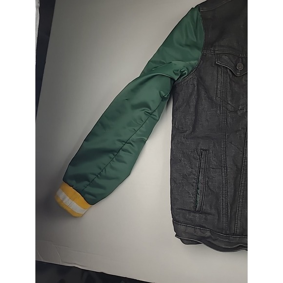 Green‎ Bay Packers Denim Jacket Mens Large Levi's NFL Black Green Gold Rare - Picture 6 of 16